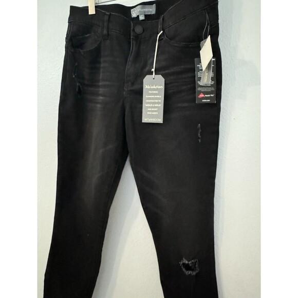 Wit & Wisdom 'Ab’solution Jeans Size 6 Petite Dark Wash Black New Distressed - Picture 4 of 10